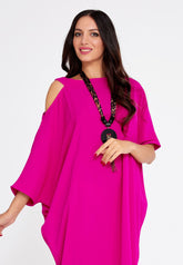 Fuchsia Cold-Shoulder Dress