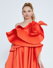 Sculptural Ruffle One-Shoulder Dress