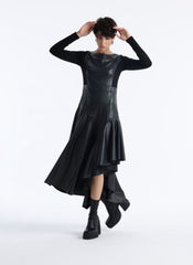 Raven Asymmetry Leather Dress.