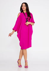 Fuchsia Cold-Shoulder Dress