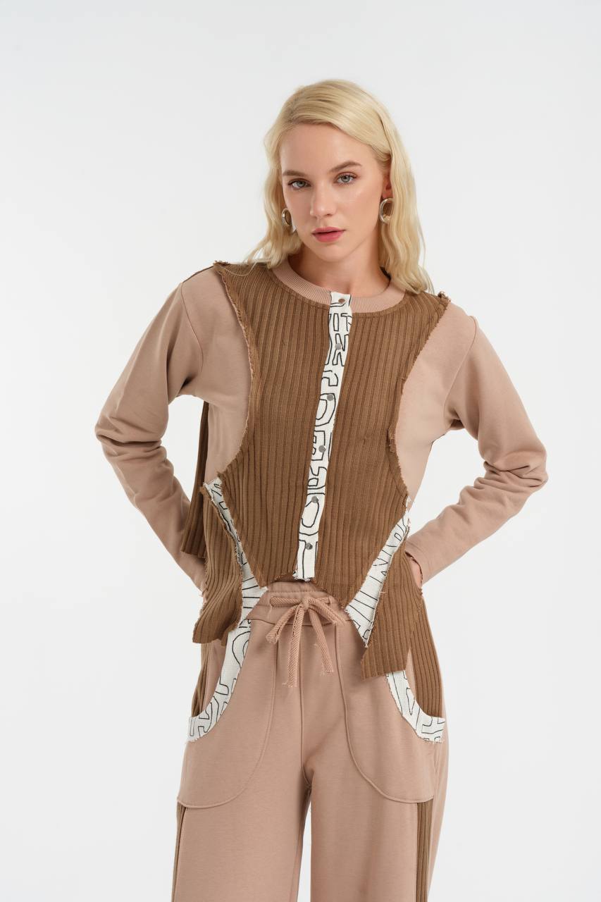 Rib and Raw Sweat Shirt & Pants Set