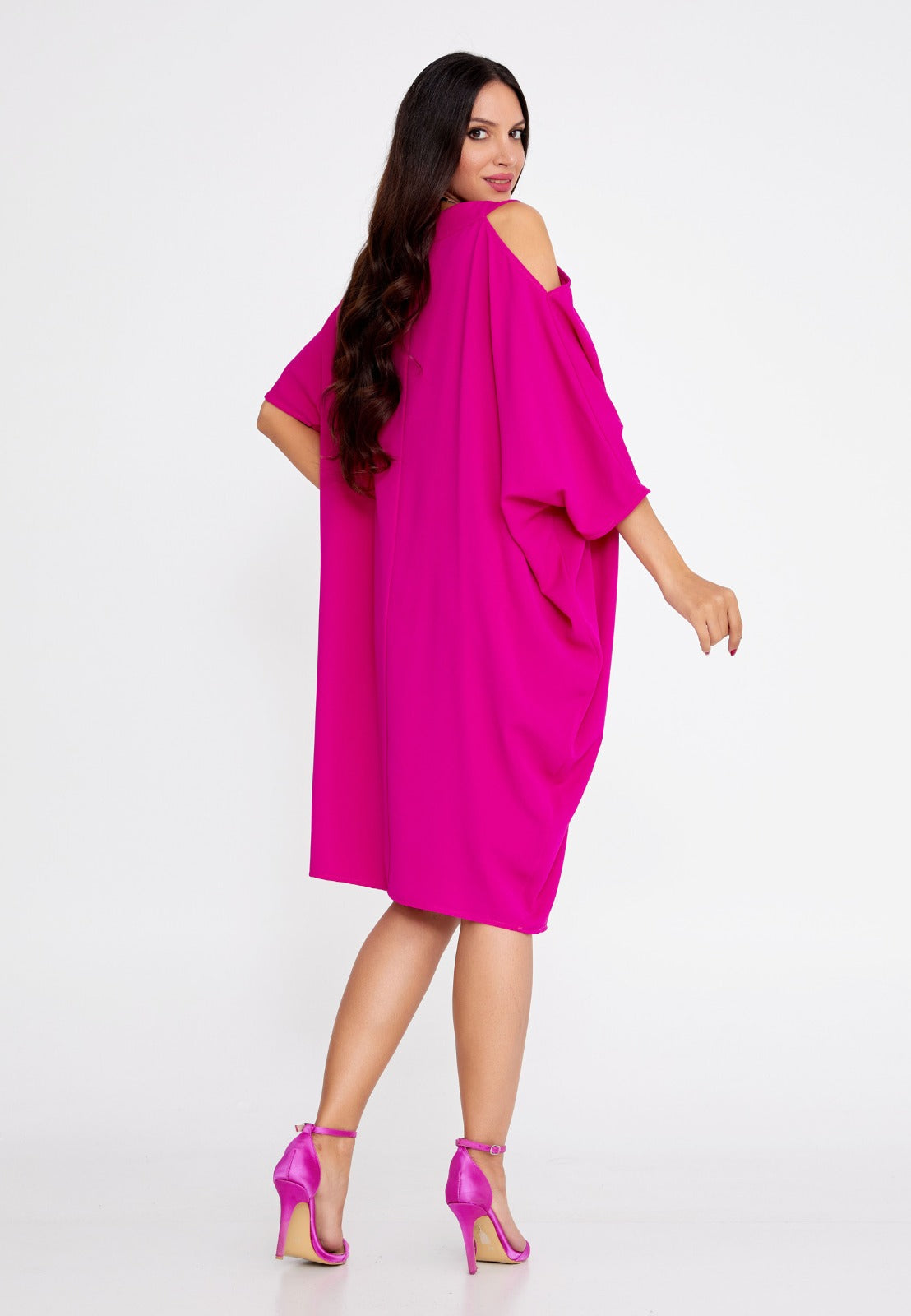 Fuchsia Cold-Shoulder Dress