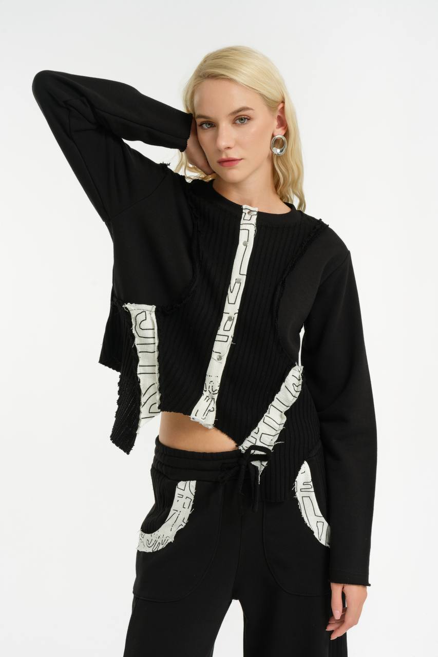 Rib and Raw Sweat Shirt & Pants Set