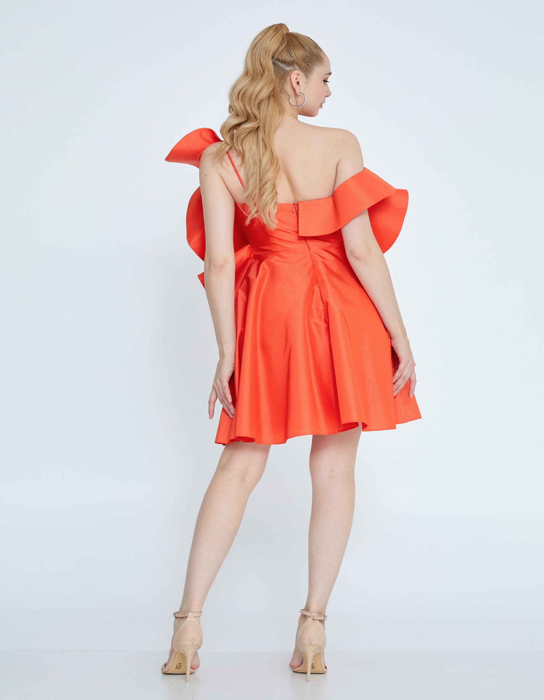 Sculptural Ruffle One-Shoulder Dress
