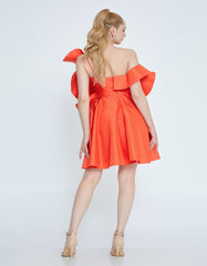 Sculptural Ruffle One-Shoulder Dress