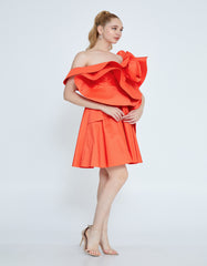 Sculptural Ruffle One-Shoulder Dress
