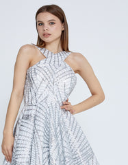 Celestial Glow Sequin Halter Dress