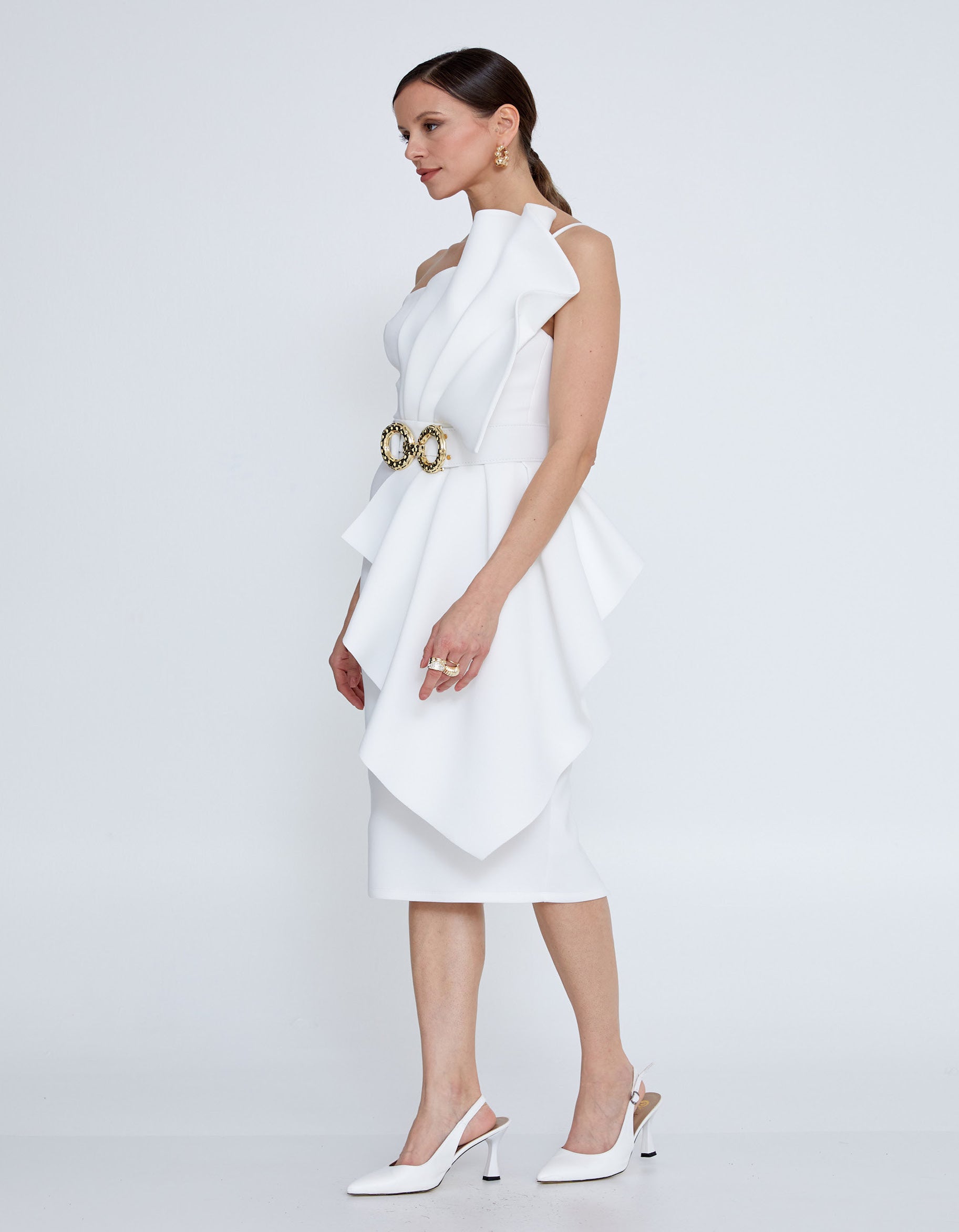 Eterna Sculptural Drape Dress