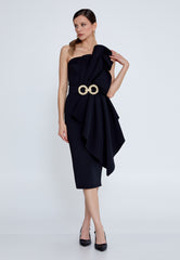 Eterna Sculptural Drape Dress