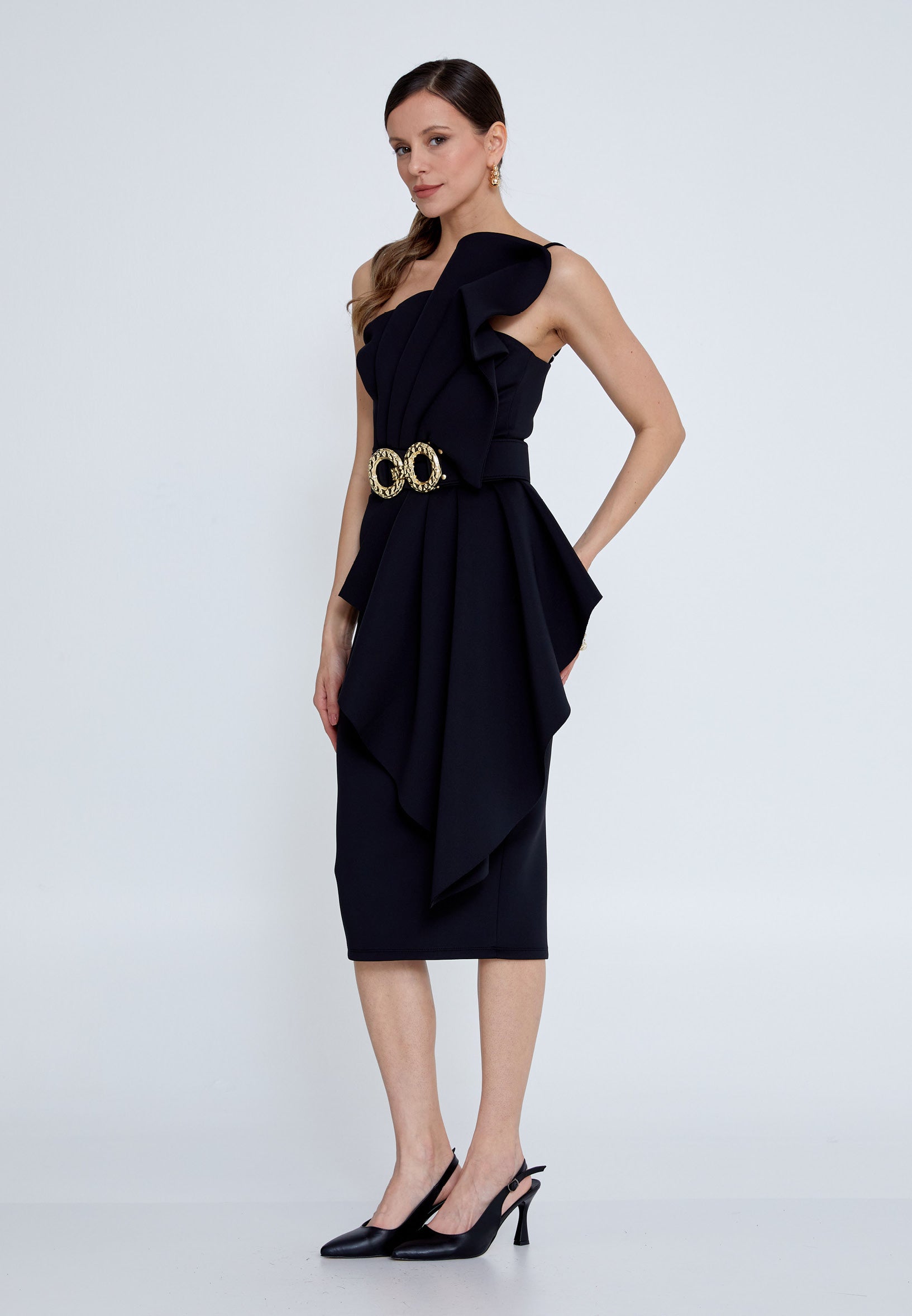 Eterna Sculptural Drape Dress
