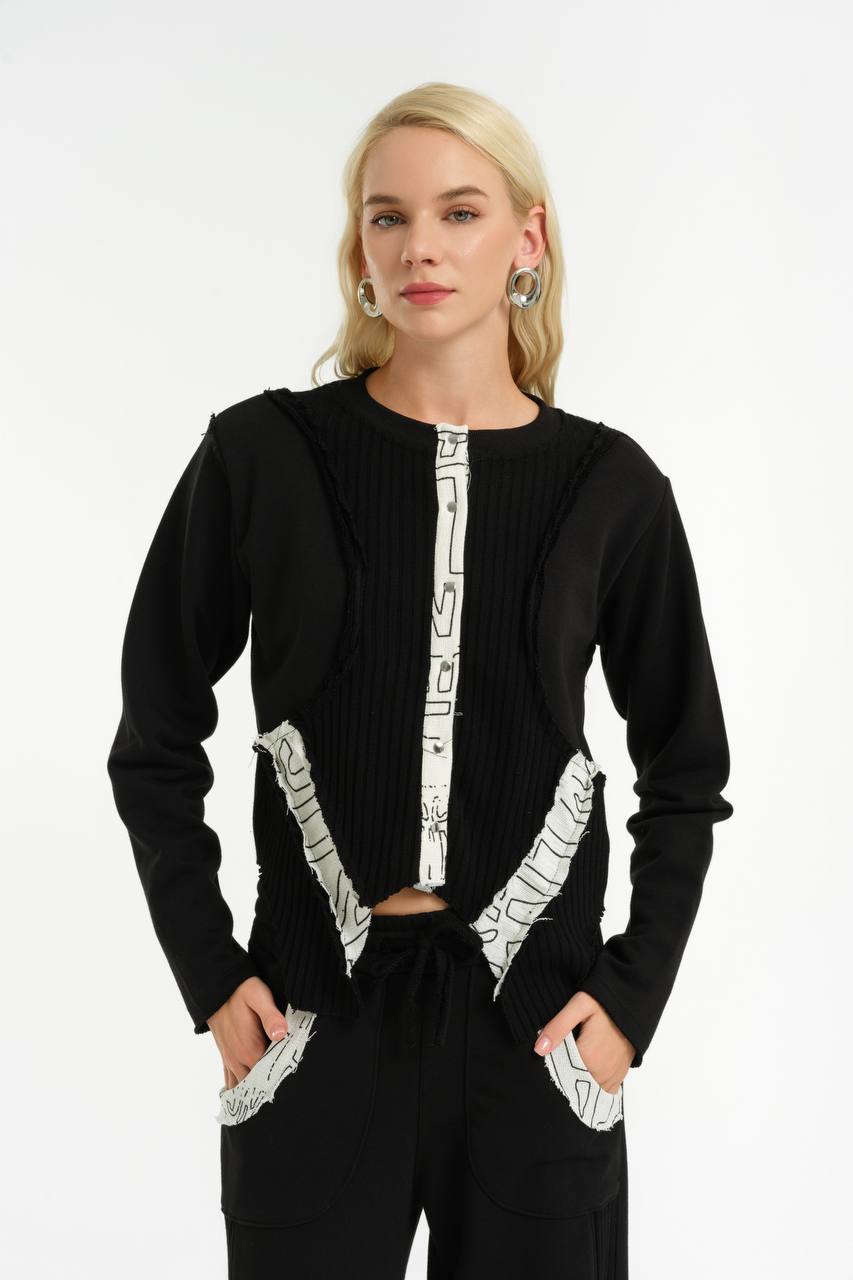 Rib and Raw Sweat Shirt & Pants Set