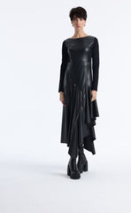Raven Asymmetry Leather Dress.