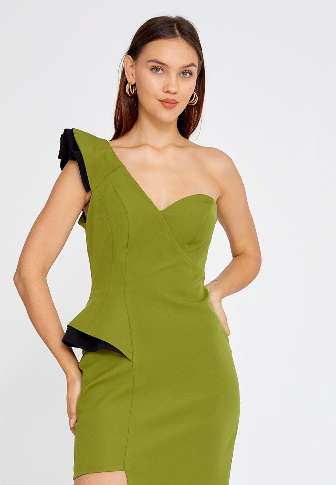 Tashelion Emerald Elegance One-Shoulder Asymmetrical Evening Dress