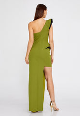 Tashelion Emerald Elegance One-Shoulder Asymmetrical Evening Dress