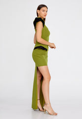 Tashelion Emerald Elegance One-Shoulder Asymmetrical Evening Dress